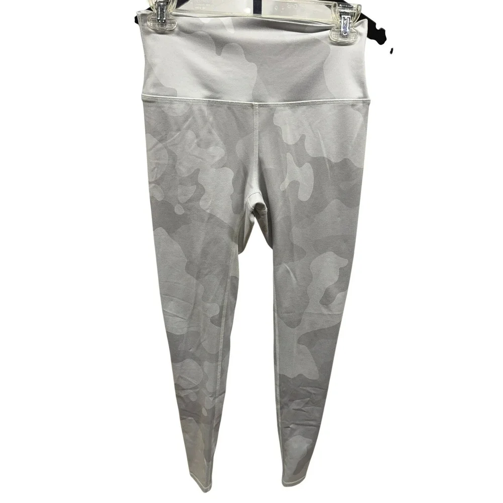 Alo Women's Full Length Hi-Waisted White Camo Vapor Leggings‎ Small